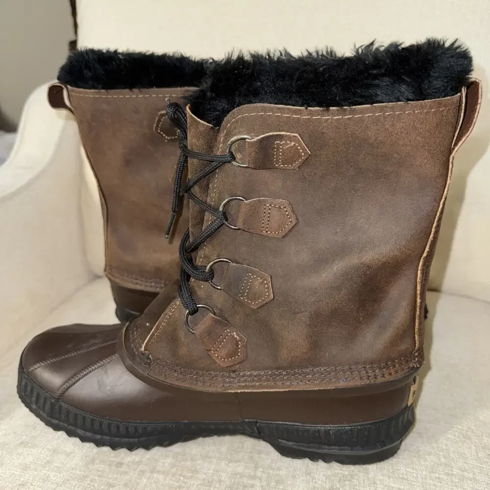 REI Sorel Badger Men Leather Waterproof Winter Insulated Snow Boots Canada Sz 10